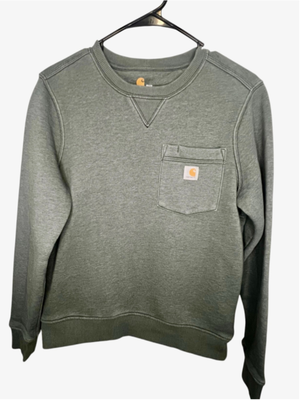 Carhartt Olive Green Relaxed Fit Pullover Crewneck Sweatshirt